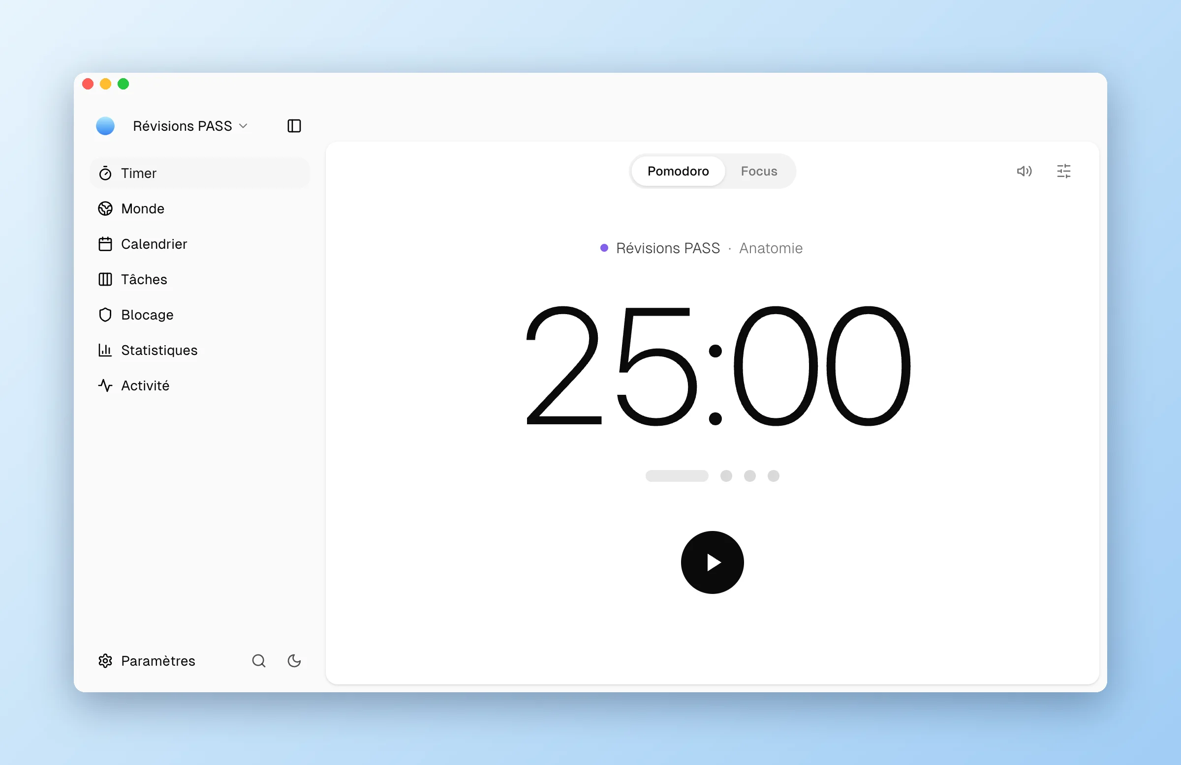 Le minuteur Pomodoro de Flowly sur Mac et le Monde sur iPhone